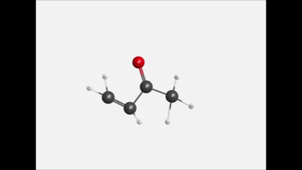 A molecule of C4H6O goes through geometric changes to find the optimized molecular geometry.